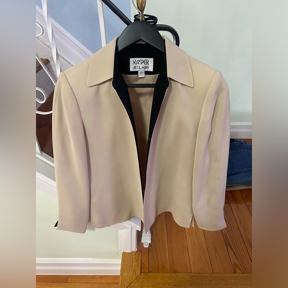 Slightly used blazer, good condition, beige with black